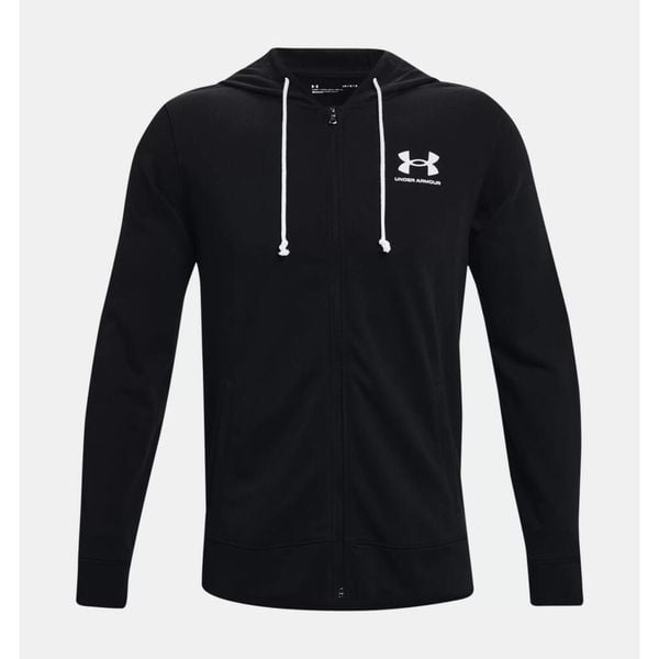 Bluza męska Under Armour RIVAL TERRY LC FZ. Czarne bluzy Under Armour, m, bez wzorów, bez kaptura. W wyprzedaży za 139.00 zł.