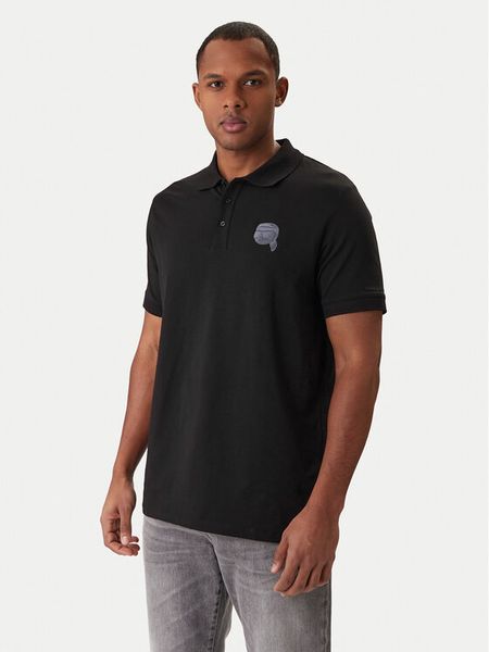 KARL LAGERFELD Polo 745022 561235 Czarny Regular Fit. Czarne koszulki polo KARL LAGERFELD, m, bez wzorów, z bawełny, bez kołnierzyka, bez ramiączek. Za 479.99 zł.