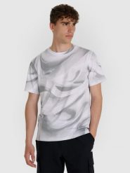 4F T-shirt regular z nadrukiem męski - biały M. Białe t-shirty 4F, m, bez wzorów, z bawełny, bez kołnierzyka, bez ramiączek. Za 79.99 zł.