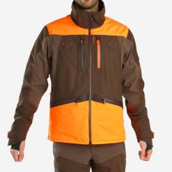 Kurtka Solognac Renfort 900 wodoodporna fluo. Brązowe kurtki SOLOGNAC, m, bez wzorów, z materiału, bez kaptura. W wyprzedaży za 499.99 zł.