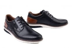 RIEKER 14412-00 black, półbuty męskie. Czarne eleganckie półbuty Rieker, bez wzorów, bez obcasa, bez zapięcia. Za 419.90 zł.