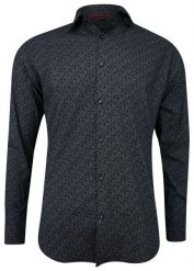 Ciemna Granatowa Koszula Wizytowa, Długi Rękaw -BELLO- Taliowana, Elegancka, Wzór Paisley. Niebieskie koszule Bello, bez wzorów, z bawełny, bez kołnierzyka, bez ramiączek. Za 169.00 zł.