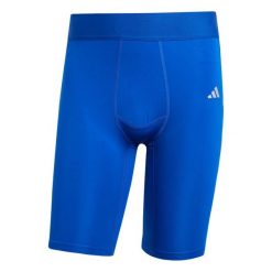 Szorty adidas Techfit. Niebieskie odzież kompresyjna Adidas, bez wzorów, z materiału, na fitness i siłownię, techfit (adidas). Za 90.99 zł.