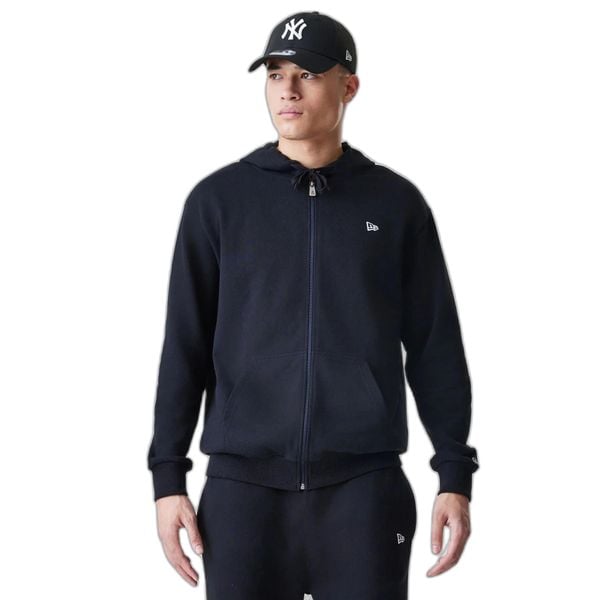 Bluza z kapturem z pełnym zamkiem błyskawicznym New Era Essentials. Czarne bluzy New Era, m, bez wzorów, z bawełny, z kapturem. Za 186.00 zł.