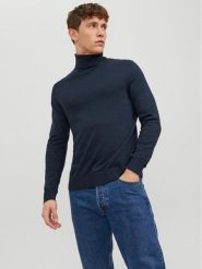 Jack&Jones Golf 12157417 Granatowy Regular Fit. Niebieskie golfy Jack&Jones, l, bez wzorów, z bawełny, bez kołnierzyka, bez ramiączek. Za 119.99 zł.