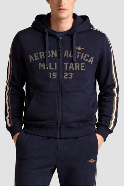 AERONAUTICA MILITARE Granatowa bawełniana męska bluza, Rozmiar XL. Niebieskie bluzy Aeronautica Militare, m, bez wzorów, z bawełny, z kapturem. W wyprzedaży za 636.99 zł.