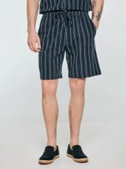 Szorty męskie z domieszką lnu granatowe Gofrisz 403. Niebieskie szorty BIG STAR, l, bez wzorów, z bawełny, casualowe. Za 139.99 zł.