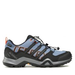 Trekkingi adidas. Niebieskie buty trekkingowe Adidas, bez wzorów, z gore-texu, bez zapięcia. Za 439.99 zł.