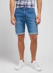 LEE 5 POCKET SHORT MĘSKIE SZORTY KRÓTKIE SPODENKI JEANSOWE SEA 112349235 L73M016077. Niebieskie szorty Lee, l, bez wzorów, z jeansu. Za 159.99 zł.