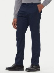 Calvin Klein Chinosy LV040EM633 Granatowy Slim Fit. Niebieskie eleganckie spodnie CALVIN KLEIN, m, z bawełny. Za 429.99 zł.