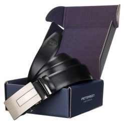 Pasek męski Peterson PTN 2774069 czarny. Czarne paski Peterson, bez wzorów, z jeansu, klasyczne. Za 79.99 zł.