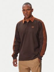 Adidas Bluza 3-Stripes Rugby Longsleeve Polo KE4112 Brązowy Regular Fit. Brązowe bluzy Adidas, m, bez wzorów, z bawełny, bez kaptura. Za 239.99 zł.
