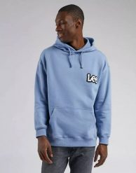 LEE LOOSE HOODIE MĘSKA BLUZA KAPTUR LOGO DREAMY BLUE L84ORY39 112322665. Niebieskie bluzy Lee, l, bez wzorów, z kapturem. Za 159.99 zł.