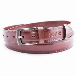 Skórzany elegancki pasek męski SOLIER SB09 ciemny brązowy 110 cm. Brązowe paski Solier, bez wzorów, z materiału, eleganckie. Za 51.99 zł.