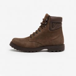 Sztyblety jeździeckie Sentier Top. Brązowe sztyblety FOUGANZA, bez wzorów, z materiału, przed kolano, bez obcasa, bez zapięcia. Za 329.99 zł.