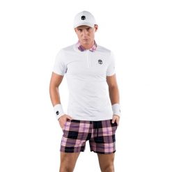 Koszulka polo tenisowa męska HYDROGEN Tartan. Białe koszulki polo HYDROGEN, m, bez wzorów, bez kołnierzyka, bez ramiączek. Za 279.99 zł.