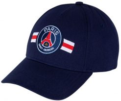 Czapka z daszkiem Paris Saint Germain bawełna granatowa. Niebieskie czapki z daszkiem PSG, bez wzorów, z bawełny. Za 109.00 zł.