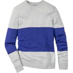 Sweter z okrągłym dekoltem Regular Fit bonprix jasnoszary melanż - szafirowy w paski. Swetry nierozpinane marki bonprix. Za 74.99 zł.
