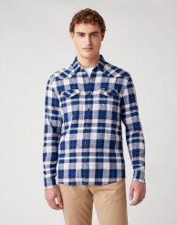 MĘSKA KOSZULA W KRATE WRANGLER LS WESTERN SHIRT SILVER PINK W5A03TXTU 112129924. Różowe koszule Wrangler, m, bez wzorów, bez kołnierzyka, bez ramiączek. Za 129.99 zł.