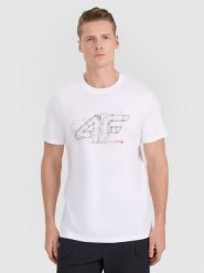 4F T-shirt regular z nadrukiem męski - biały M. Białe t-shirty sportowe 4F, bez wzorów, z bawełny, bez ramiączek. Za 59.99 zł.