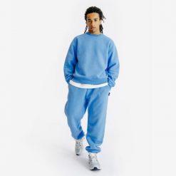 Bluza okrągły dekolt męska Elementals. Niebieskie bluzy Decathlon, l, bez wzorów, z bawełny, bez kaptura. W wyprzedaży za 119.99 zł.