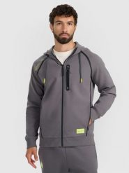 4F Bluza dresowa rozpinana z kapturem męska - szara XL. Szare bluzy 4F, m, bez wzorów, z bawełny, z kapturem. Za 199.99 zł.