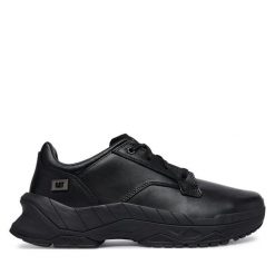 Półbuty CAT Footwear. Czarne eleganckie półbuty CAT Footwear, bez wzorów, bez obcasa, bez zapięcia. Za 569.99 zł.