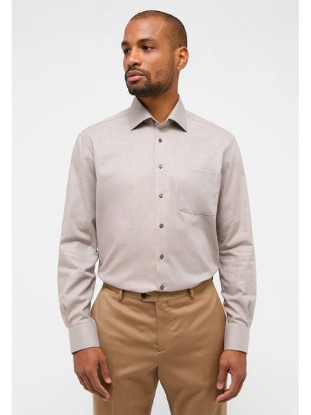 Eterna Koszula - Modern fit - w kolorze beżowym rozmiar: 48. Brązowe koszule Eterna, bez wzorów, z bawełny, bez kołnierzyka, bez ramiączek. Za 113.63 zł.