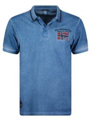 Geographical Norway Koszulka polo w kolorze niebieskim rozmiar: S. Niebieskie koszulki polo sportowe Geographical Norway, s, bez wzorów, z bawełny, bez kołnierzyka, bez ramiączek. Za 70.24 zł.
