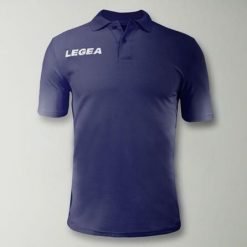 Polo Junior Aktywności Outdoor i Czas Wolny Niebieski. Niebieskie koszulki polo Legea, bez wzorów, z bawełny, bez kołnierzyka, bez ramiączek, do biegania. Za 52.00 zł.