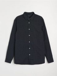 Koszula w kropki z domieszką bawełny - czarny. Czarne koszule Sinsay, l, bez wzorów, z bawełny, bez kołnierzyka, bez ramiączek. Za 49.99 zł.