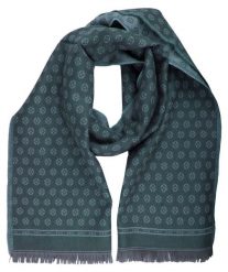 Wełniany Szalik Męski - V. Fraas - Morska Zieleń, Regularny Wzór. Zielone szaliki V. Fraas, bez wzorów, z materiału. Za 129.00 zł.