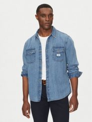 Guess Jeans Koszula jeansowa M4YH56 D5EI2 Granatowy Regular Fit. Niebieskie koszule Guess Jeans, m, z aplikacjami, z bawełny, bez kołnierzyka, bez ramiączek. Za 289.99 zł.