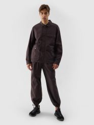 4F Spodnie casual z szerokimi nogawkami męskie - brązowe XL. Brązowe spodnie materiałowe 4F, na co dzień, m, bez wzorów, z bawełny, casualowe. W wyprzedaży za 49.99 zł.
