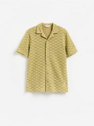 Ażurowa koszula regular - wielobarwny. Koszule Reserved, l, w ażurowe wzory, z bawełny, bez kołnierzyka, bez ramiączek. Za 139.99 zł.