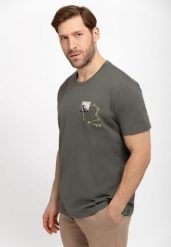 Koszulka z nadrukiem T-MAP. Brązowe t-shirty Volcano, l, bez wzorów, z bawełny, bez kołnierzyka, bez ramiączek. Za 69.99 zł.