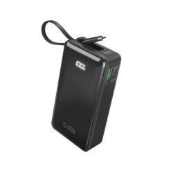 SBS Power Bank 10 000 mAh z wbudowanym kablem USB-C czarny. Czarne powerbanki . Za 129.00 zł.