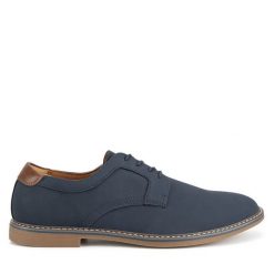 Półbuty Lanetti. Niebieskie eleganckie półbuty Lanetti, bez wzorów, bez obcasa, bez zapięcia. Za 149.99 zł.