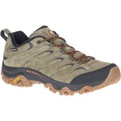 Buty trekkingowe męskie Merrell Moab 3 Gtx. Zielone buty trekkingowe Merrell, bez wzorów, z materiału, bez zapięcia. Za 753.00 zł.