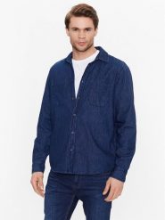 Sisley Koszula jeansowa 5FV6SQ017 Granatowy Regular Fit. Niebieskie koszule Sisley, m, bez wzorów, z bawełny, bez kołnierzyka, bez ramiączek. Za 129.99 zł.
