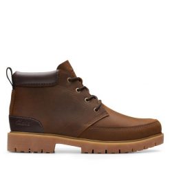 Trapery Clarks. Brązowe trapery Clarks, bez zapięcia. Za 629.99 zł.