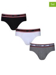 Reebok Slipy (3 pary) "Chase" w kolorze białym, czarnym i jasnoszarym rozmiar: L. Białe slipki Reebok, l, bez wzorów. Za 66.45 zł.