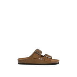 Sandały Pepe Jeans Bio Suede. Brązowe sandały Pepe Jeans, z jeansu, bez zapięcia. Za 266.80 zł.
