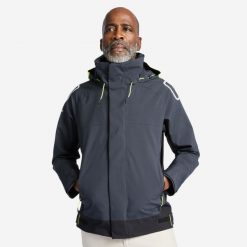 Bluza żeglarska męska Tribord Sailing 500. Czarne kurtki przeciwdeszczowe TRIBORD, m, bez wzorów, z materiału, bez kaptura. Za 399.99 zł.