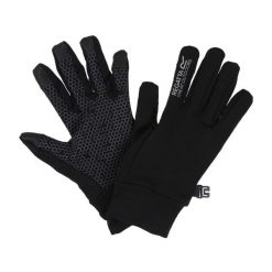 Regatta Grippy Gloves II - rękawiczki junior unisex z antypoślizgową powłoką. Czarne rękawiczki Regatta, bez wzorów, z materiału. Za 77.60 zł.