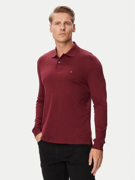 Tommy Hilfiger Polo MW0MW37317 Bordowy Regular Fit. Czerwone koszulki polo Tommy Hilfiger, l, bez wzorów, z bawełny, bez kołnierzyka, bez ramiączek. Za 409.99 zł.