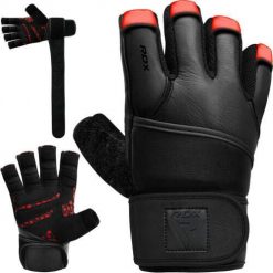 Rękawiczki RDX L4 Finger Weightlifting Leather. Czerwone rękawiczki RDX SPORTS, bez wzorów, z materiału. Za 109.99 zł.
