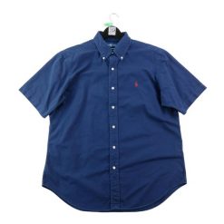 Second life - Klasyczne koszule męskie jednolite - Stan bardzo dobry. Niebieskie sztyblety RALPH LAUREN, bez wzorów, z jeansu, bez obcasa, bez zapięcia. Za 190.96 zł.