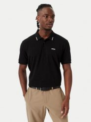BOSS Polo Swing Paddy 50564779 Czarny Regular Fit. Czarne koszulki polo Boss, m, bez wzorów, z bawełny, bez kołnierzyka, bez ramiączek. Za 499.99 zł.