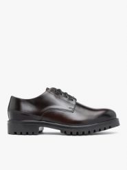 Ciemnobrązowe skórzane półbuty. Brązowe eleganckie półbuty Ryłko, bez wzorów, ze skóry, bez obcasa, na płaskiej podeszwie, bez zapięcia. Za 499.99 zł.